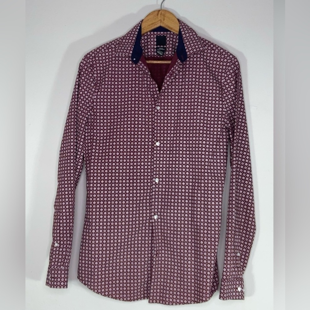 Men's Burgundy Patterned Shirt - Picture 1 of 5